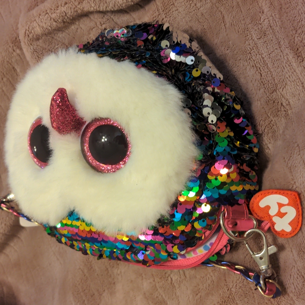 TY sparkling owl zipper purse. 6 ways to wear. Mulit color. New with the tags. - Picture 5 of 5